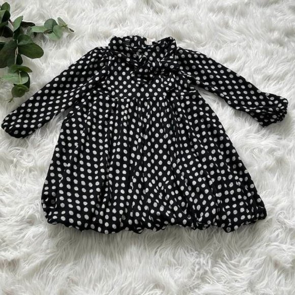Girls Adorable Sierra Julian 5 Black Polka Dot Bubble Bow Dress - Picture 1 of 1